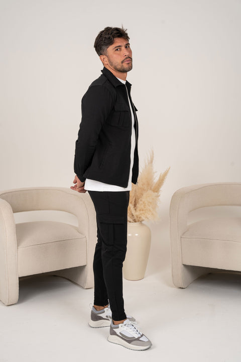 Premium Cargo Utility Jacket - Black