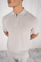 Premium Ribbed Knitted Polo Shirt - Grey