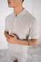 Premium Ribbed Knitted Polo Shirt - Grey