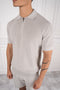 Premium Ribbed Knitted Polo Shirt - Grey