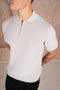 Premium Ribbed Knitted Polo Shirt - Grey