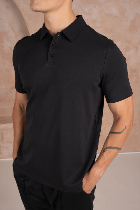 Premium Cotton Polo - Black